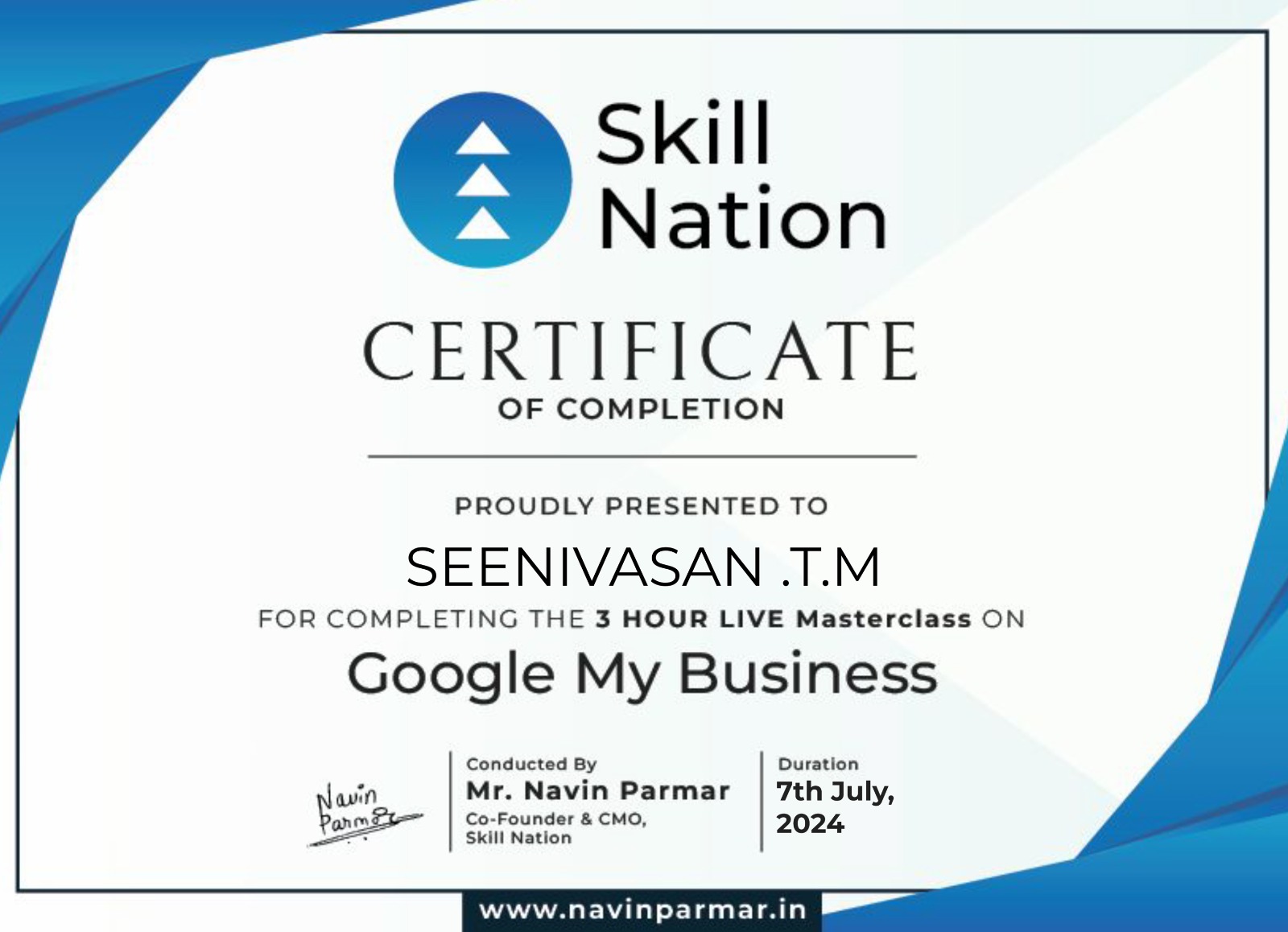 Google My Business certificate