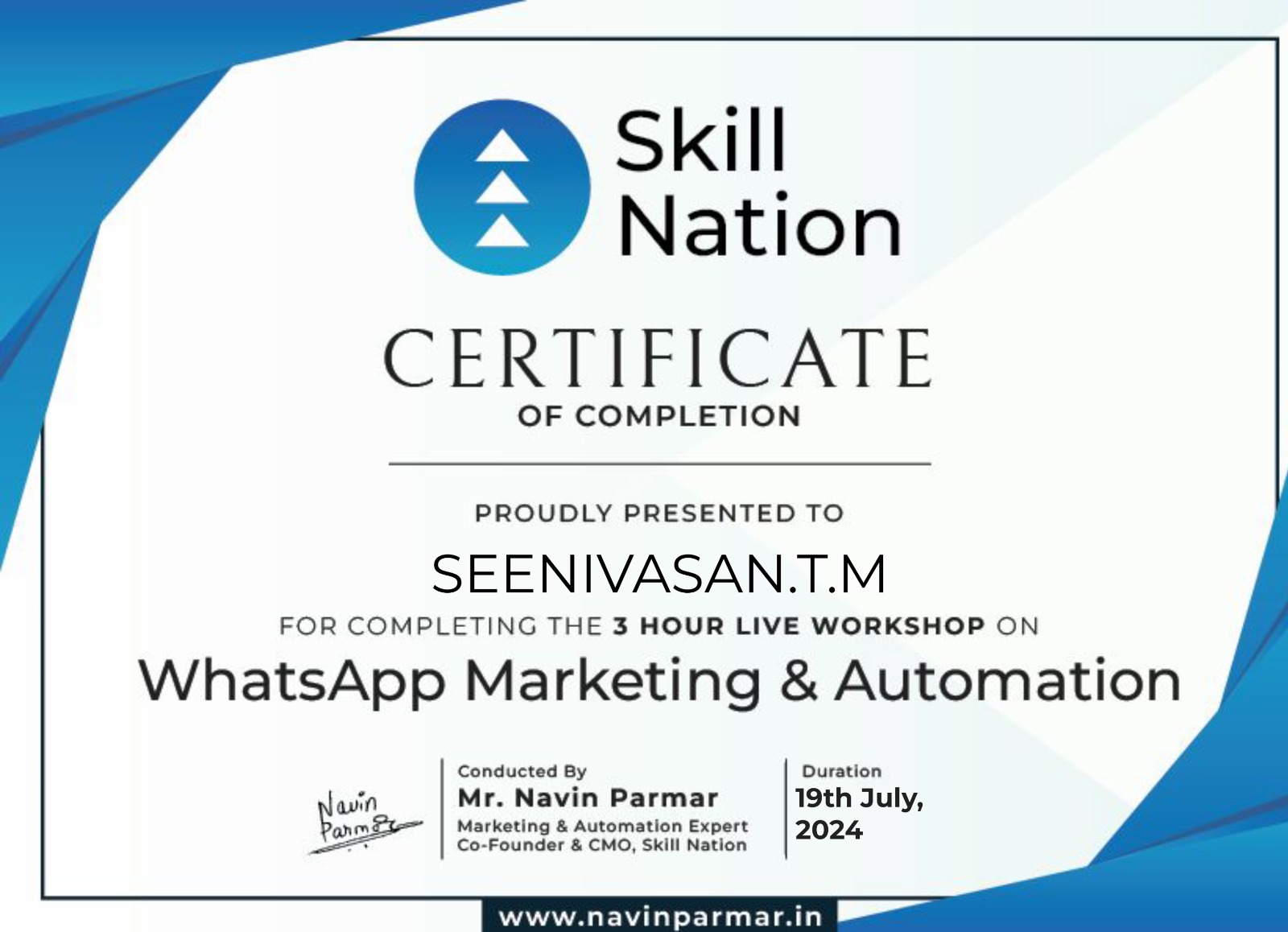 WhatsApp Marketing & Automation certificate