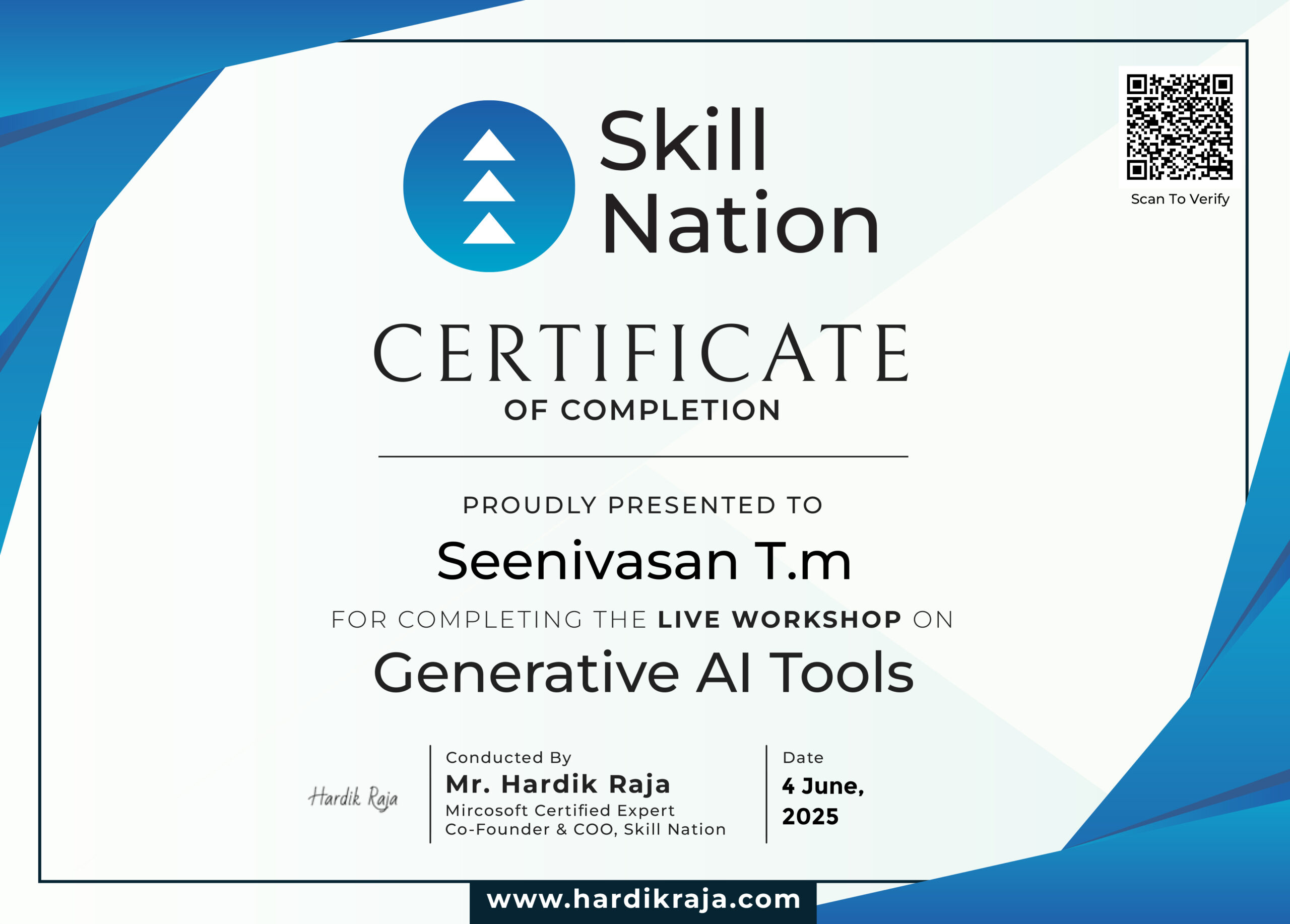 Generative AI Tools certificate