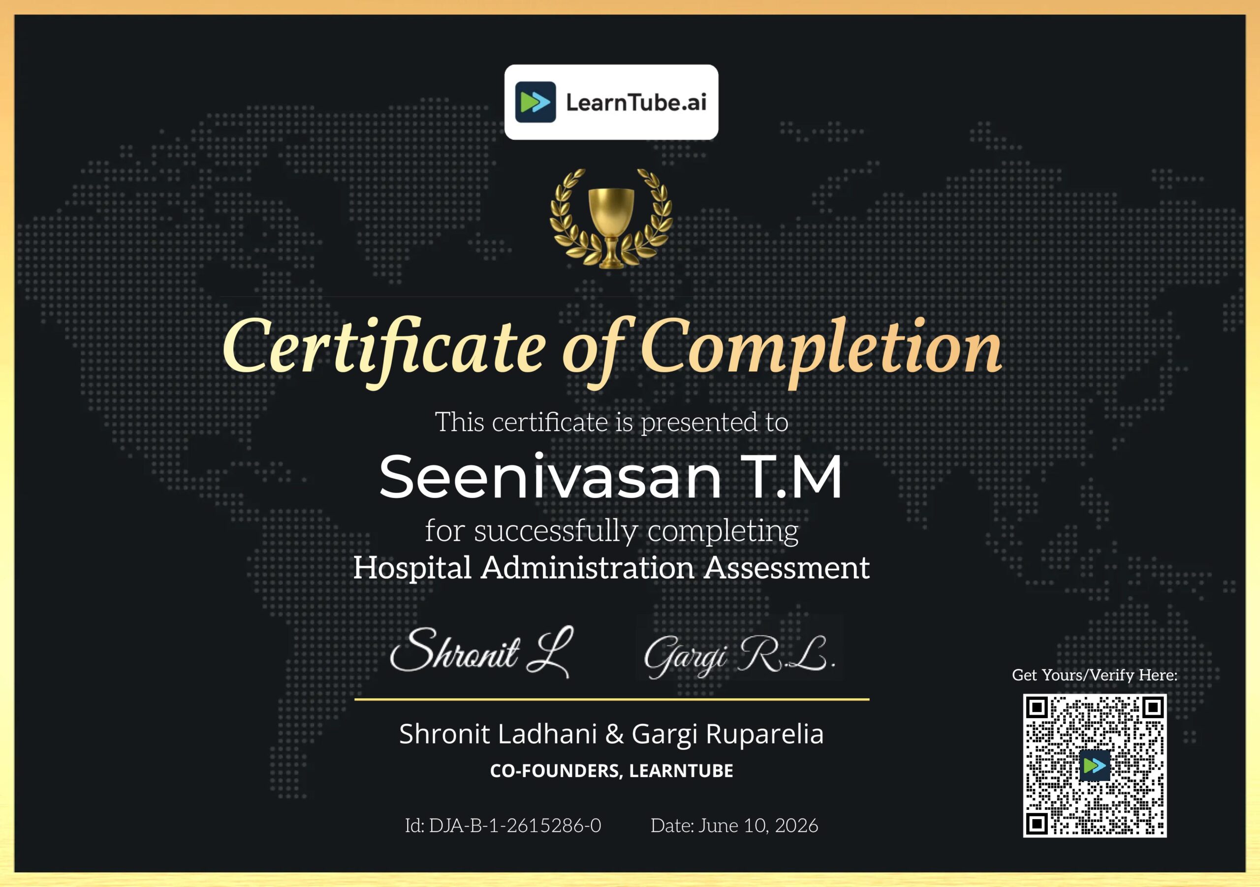 Hospital Administration certificate
